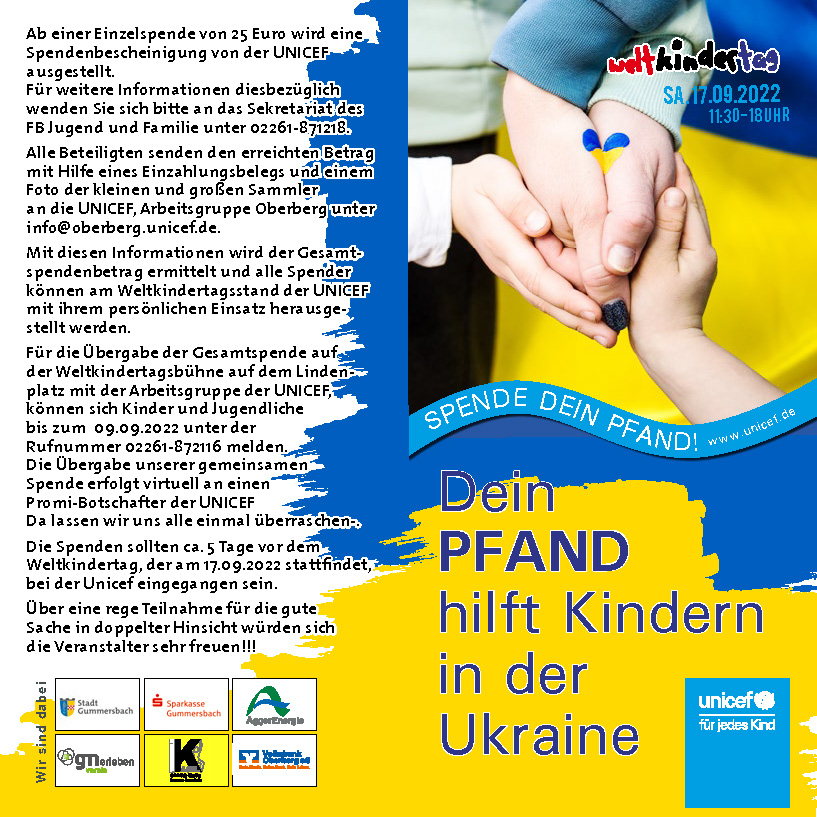 Stadt GM | Weltkindertag 2022 - Pfand spenden!